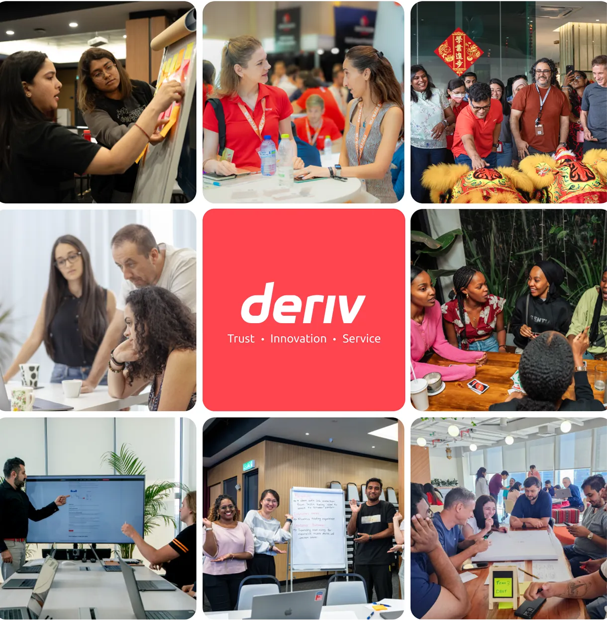 Collage of Deriv employees participating in different activities