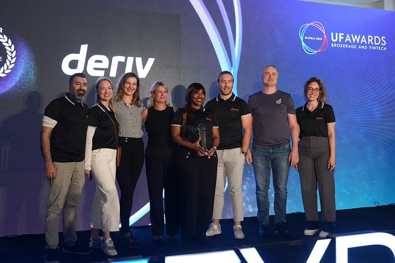 Deriv best trading experience award at UF Global Awards 2025